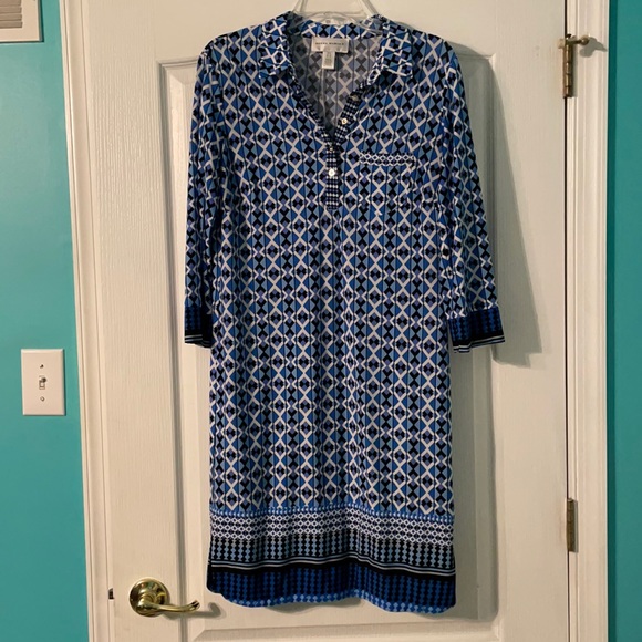 Donna Morgan Blue Patterned Dress - Picture 1 of 6